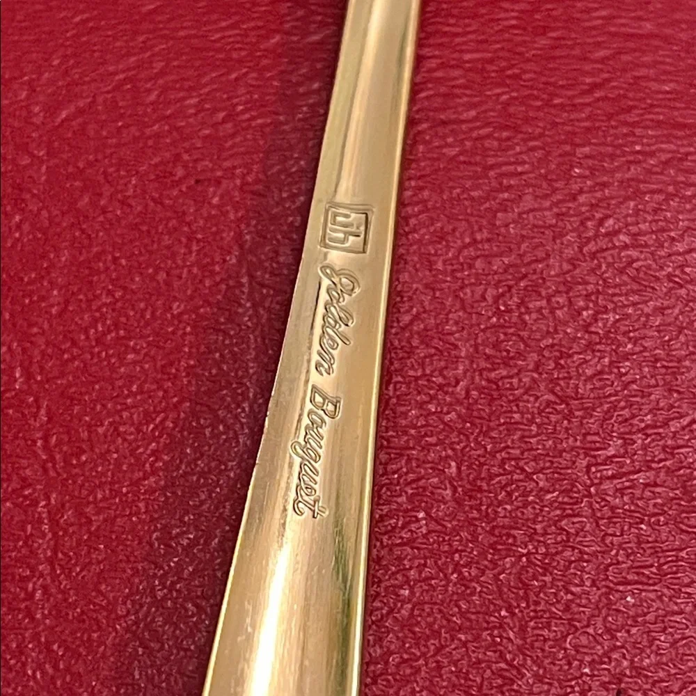 Vintage JH Golden Bouquet Flatware, Gold Tone Floral Stainless Steel